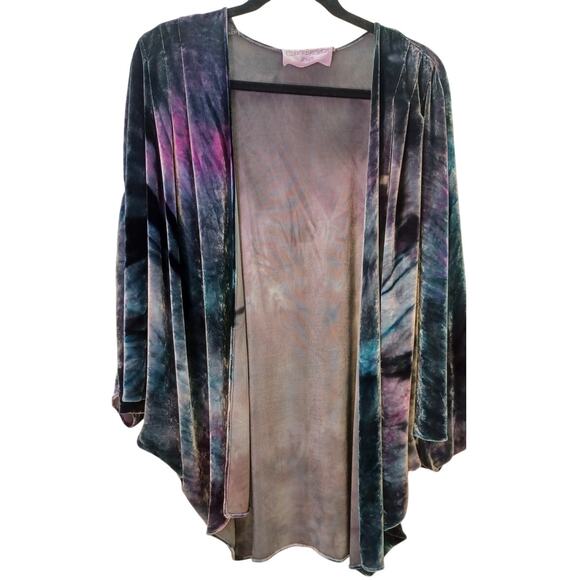 Elizabeth Eyre Seltzer Tops - Elizabeth Eyre Seltzer Designs Hand Dyed Velvet Open Kimono Jacket Art to Wear